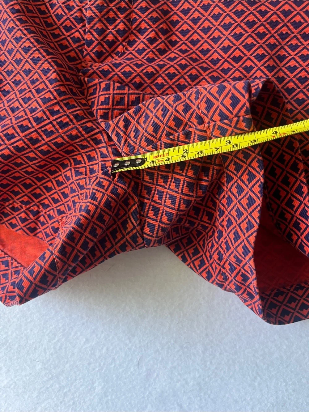 STYLUS Orange & Navy Geometric Chino Shorts